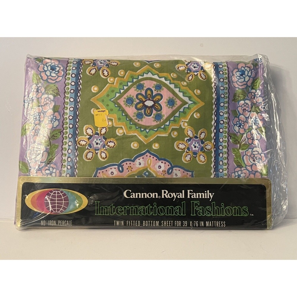 Cannon Royal Family Vintage TWIN FITTED SHEET Windsor Park Pattern Sealed